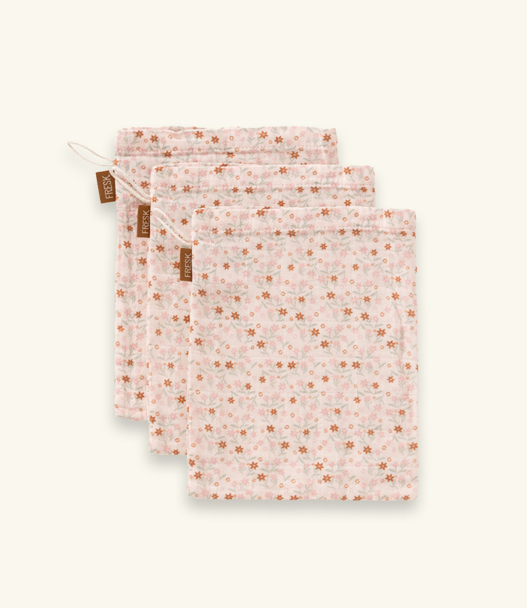 Hydrofiele washandjes set van 3 // Garden flowers