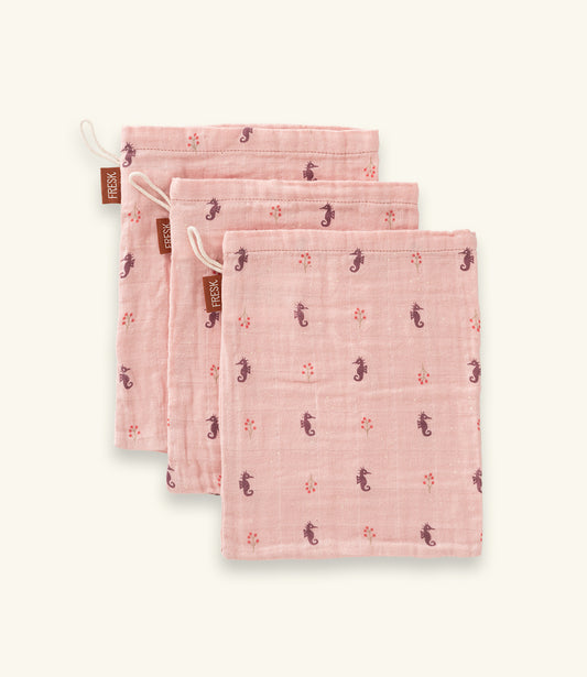 Hydrofiele washandjes set van 3 // Seahorse