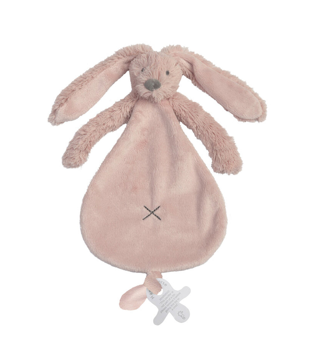 Speendoekje rabbit Richie // Oud roze (optie: borduren met naam)