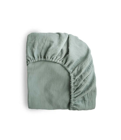 Muslin hoeslaken  - Roman green Mushie