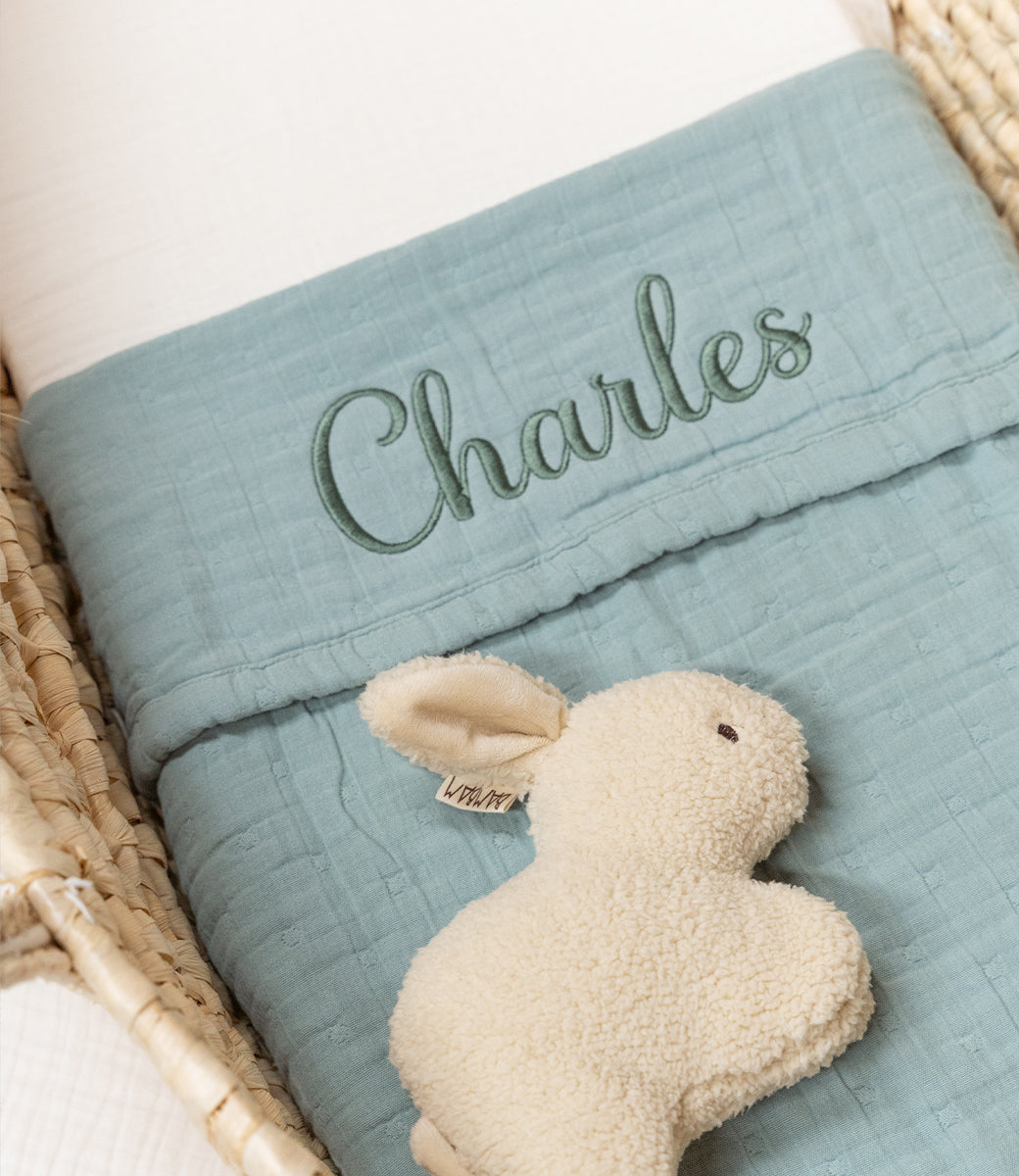 Zomerdeken hydrofiel Jacquard // Sea green