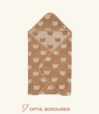 Badcape 75x75cm badstof Jacquard // Beer