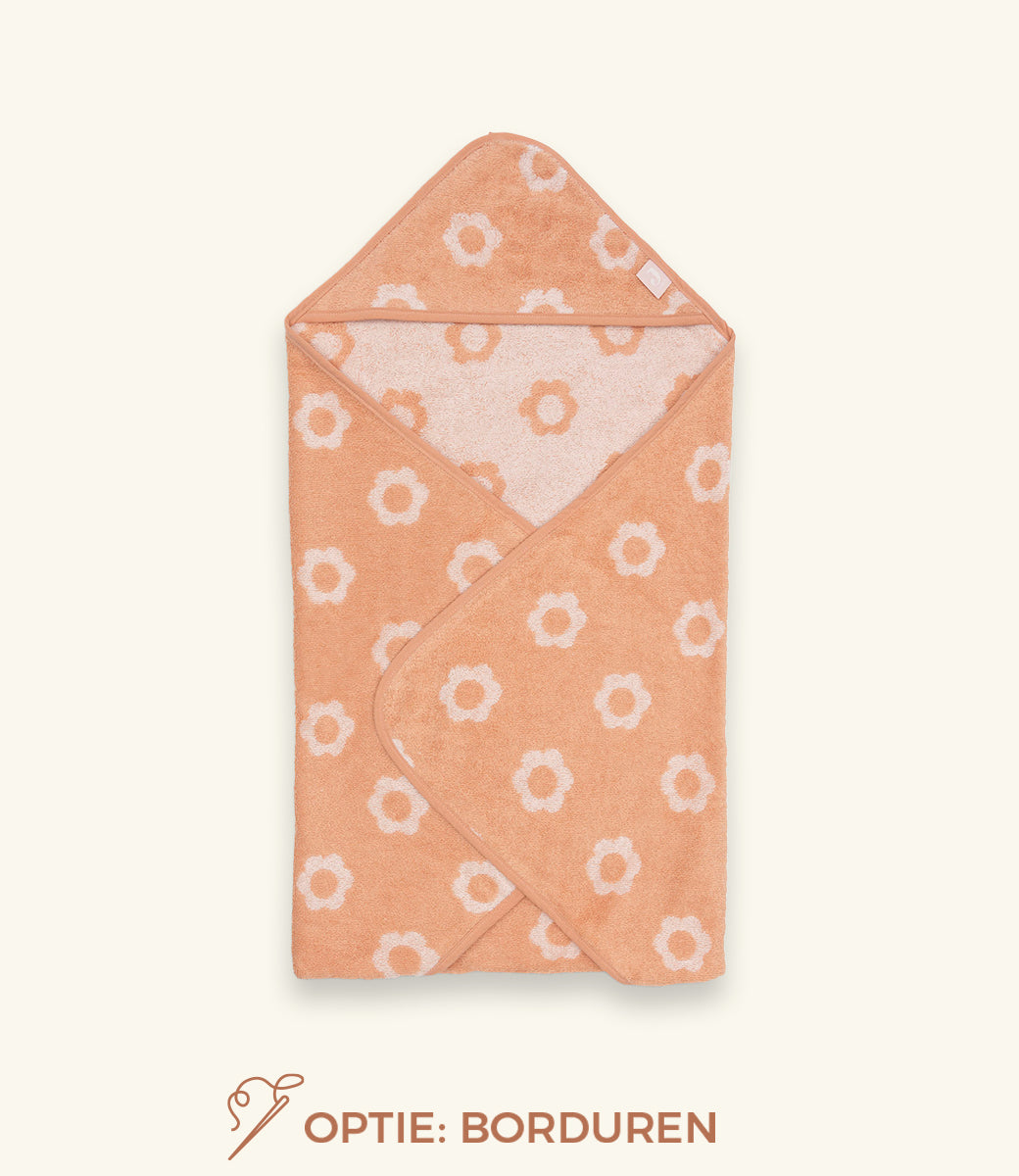 Badcape 75x75cm badstof Jacquard // Bloem