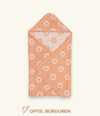 Badcape 75x75cm badstof Jacquard // Bloem