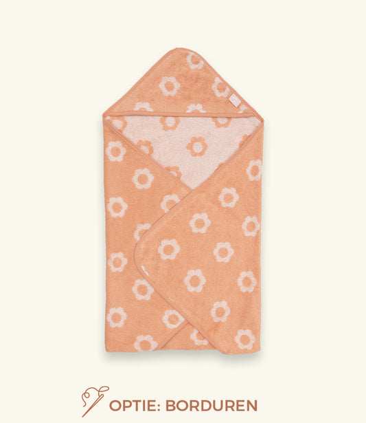 Badcape 75x75cm badstof Jacquard // Bloem