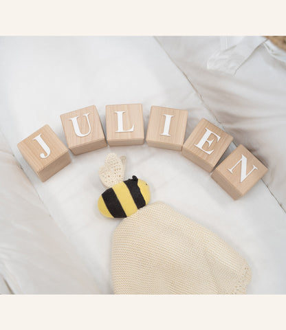 Wooden name blocks // Times 3D - white