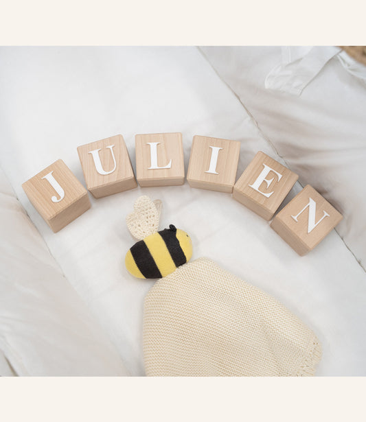 Wooden name blocks // Times 3D - white