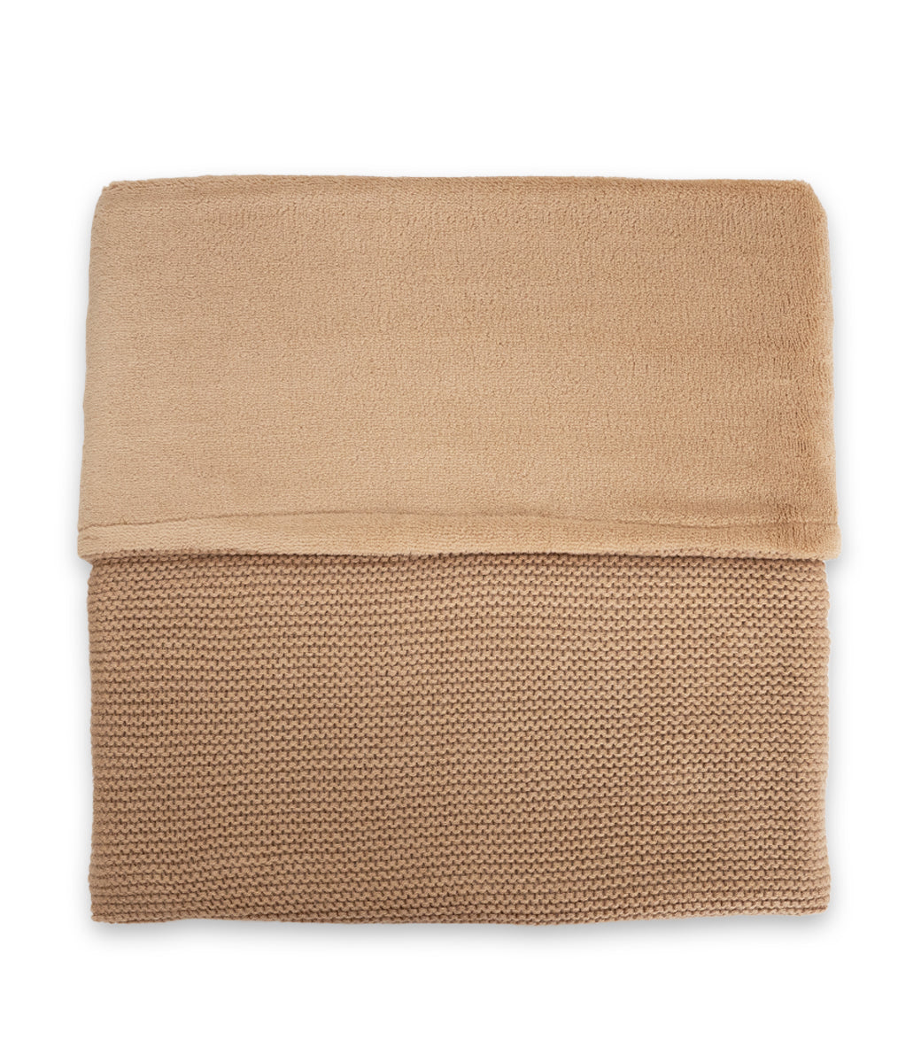Winter deken incl. naam borduren // fleece basic knit - Biscuit