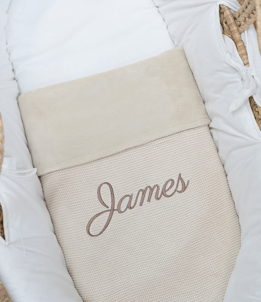 Babydeken fleece basic knit - Oatmeal