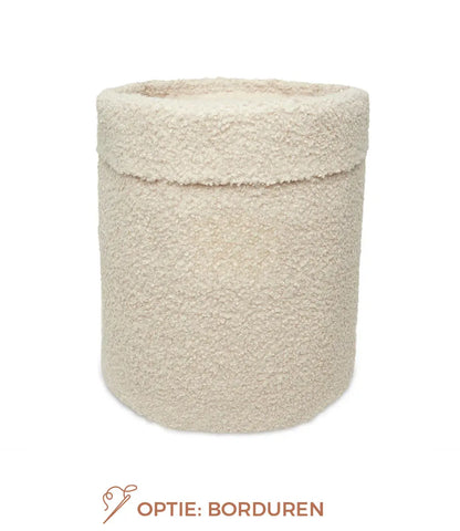 Boucle speelgoedmand geborduurd // Naturel Jollein