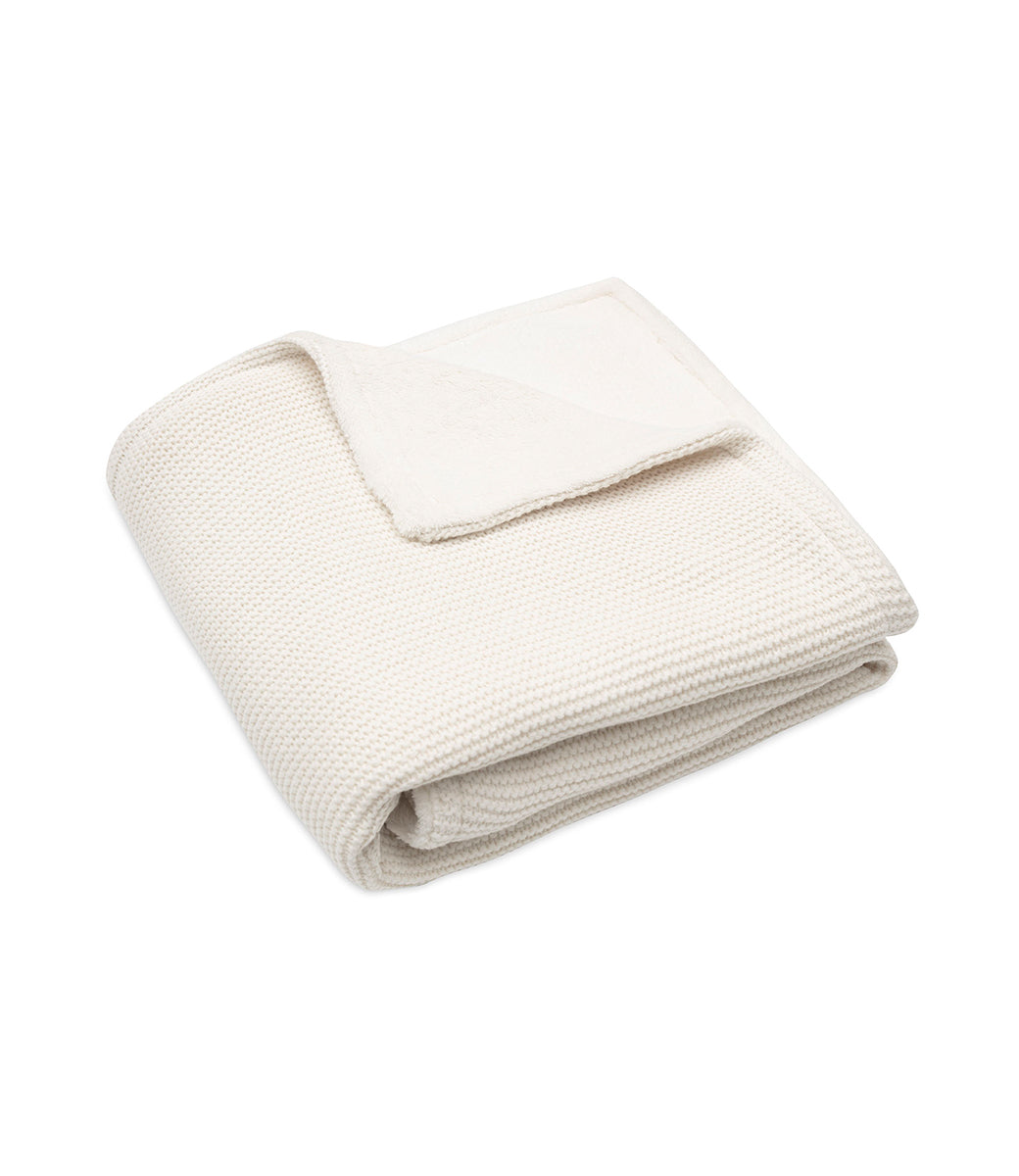 Winter deken incl. naam borduren // fleece basic knit - Ivory