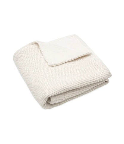 Winter deken incl. naam borduren // fleece basic knit - Ivory Jollein