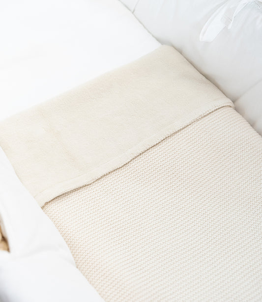 Winter deken incl. naam borduren // fleece basic knit - Oatmeal