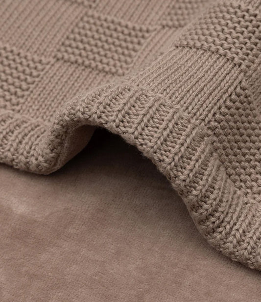 Winter babydeken //  Box knit - milky coffee/velvet
