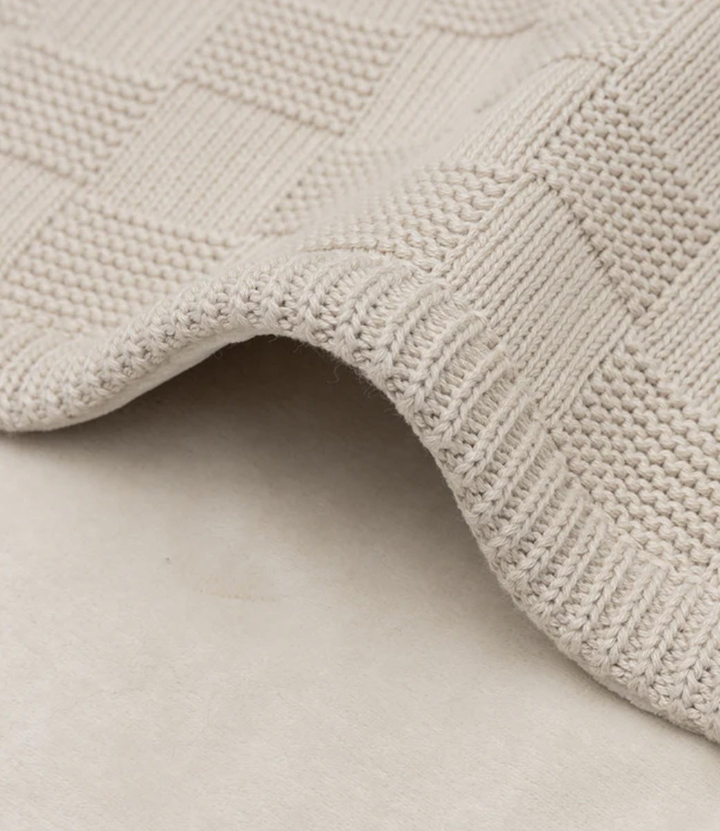 Winter babydeken //  Box knit - warm sand/velvet