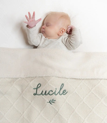 Check knit deken teddy fleece - oatmeal Jollein