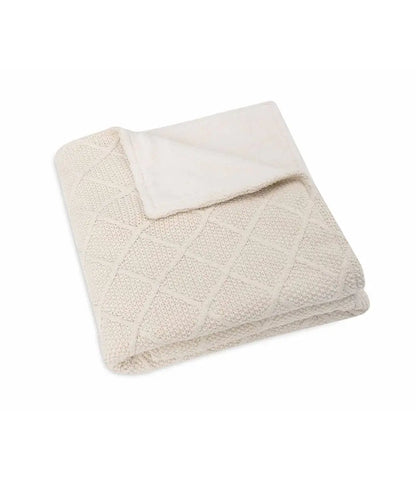 Check knit deken teddy fleece - oatmeal Jollein