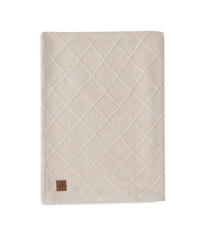 Check knit deken teddy fleece - oatmeal Jollein