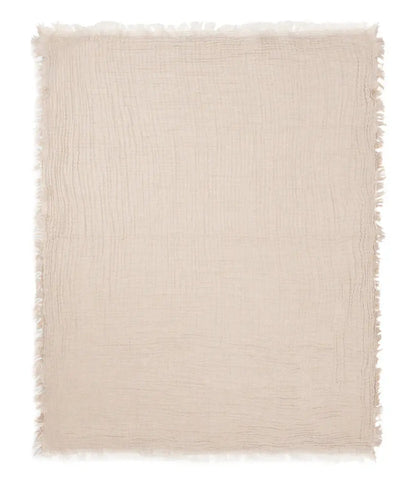 Zomerdeken muslin fringe stripe // biscuit-ivory Jollein