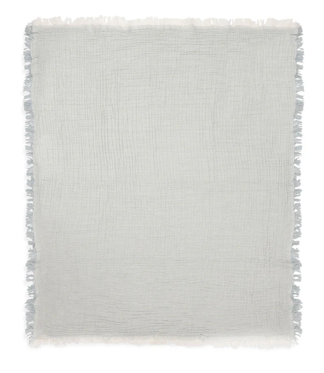 Zomerdeken muslin fringe stripe // Sea green-ivory