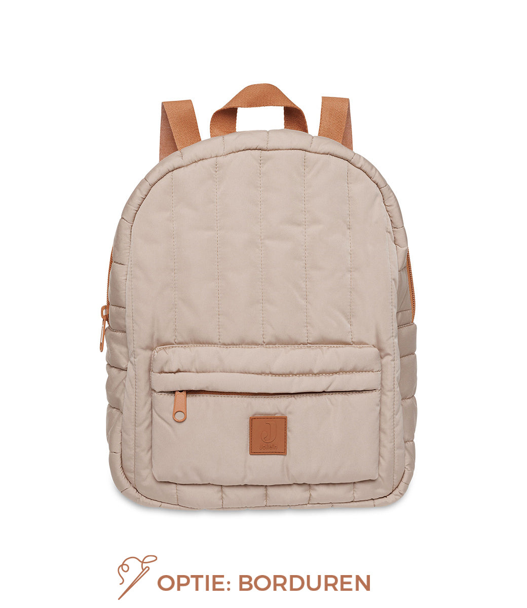 Puffed Backpack - Biscuit (option: embroider name)