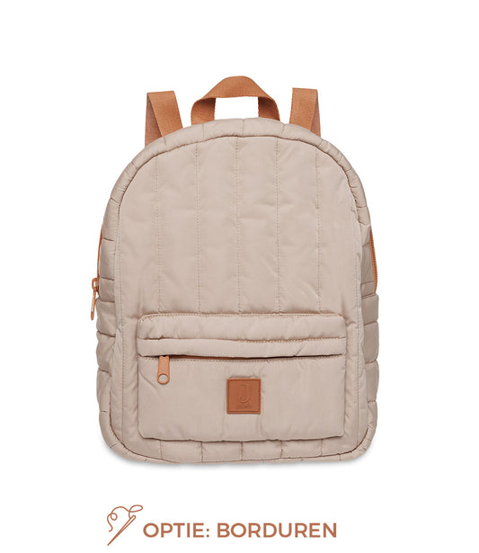 Puffed Backpack - Biscuit (option: embroider name)