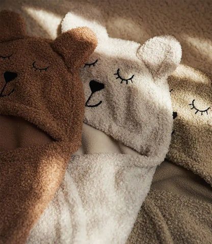 Wikkeldeken bear boucle // oatmeal (optie: borduren met naam) Jollein