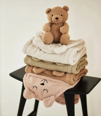 Wikkeldeken bear boucle // oatmeal (optie: borduren met naam) Jollein