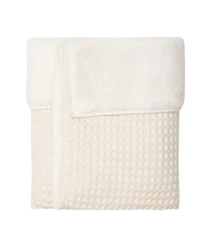 Wiegdeken incl. naam borduren wafel/teddy Oslo // natural pebble Koeka
