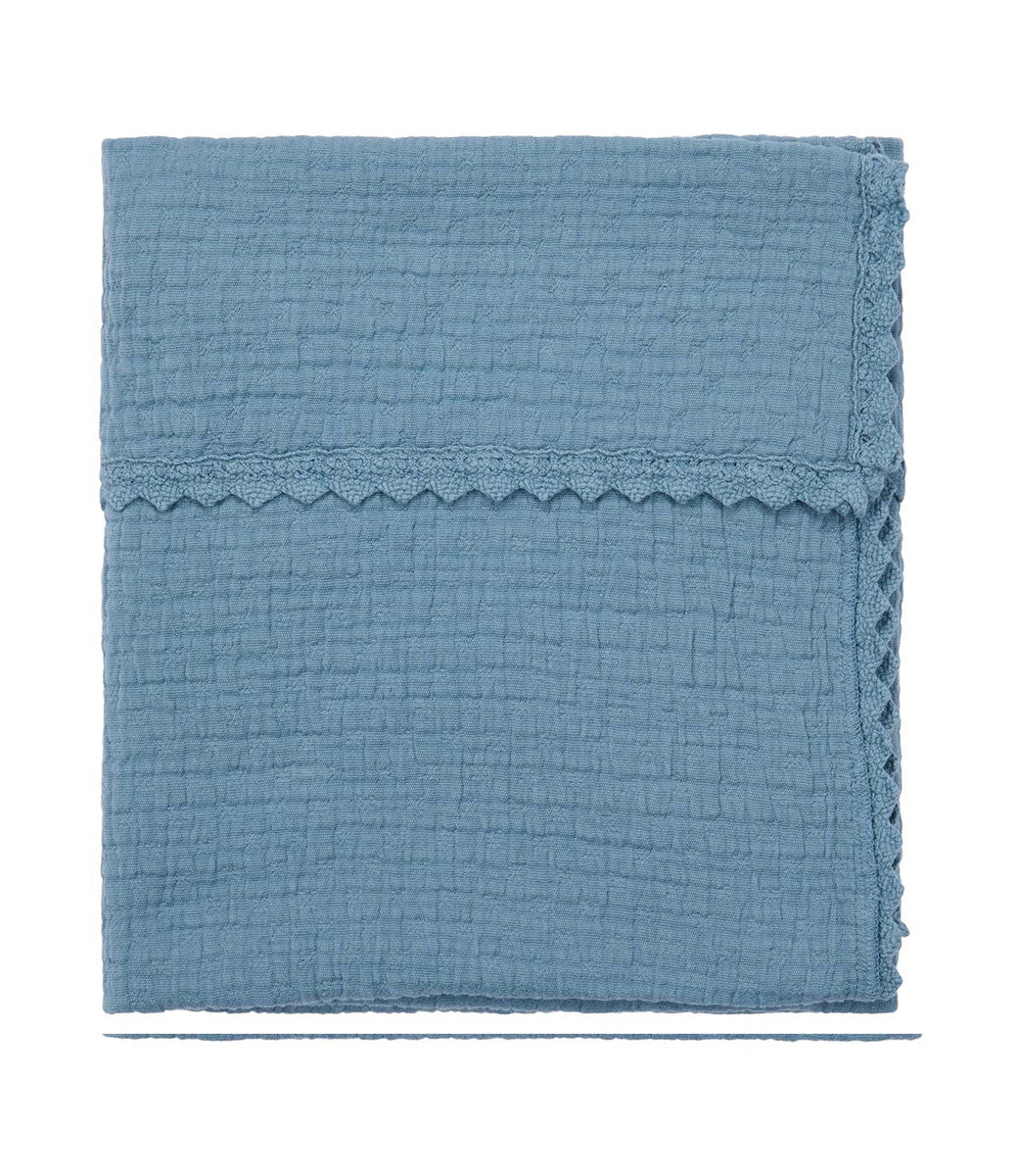 Wiegdeken incl. naam borduren // Lace elba - Bluestone