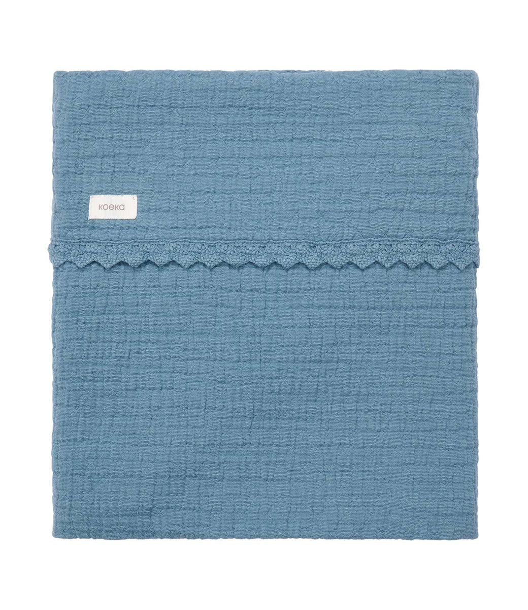 Wiegdeken incl. naam borduren // Lace elba - Bluestone