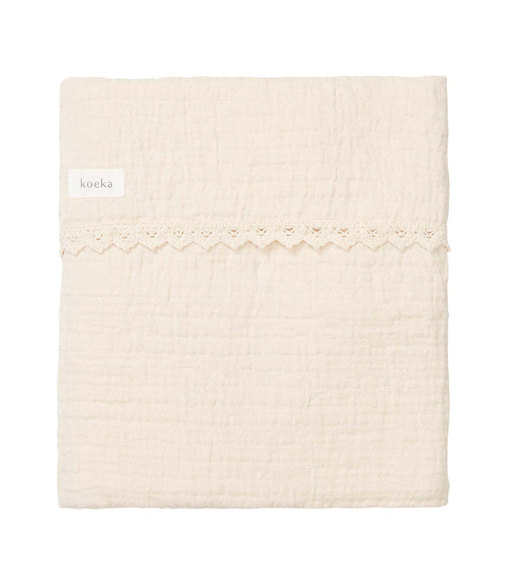 Wiegdeken incl. naam borduren // Lace elba - naturel