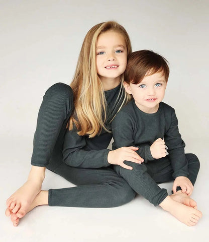 Rib pyjama // Pine green World of Mina