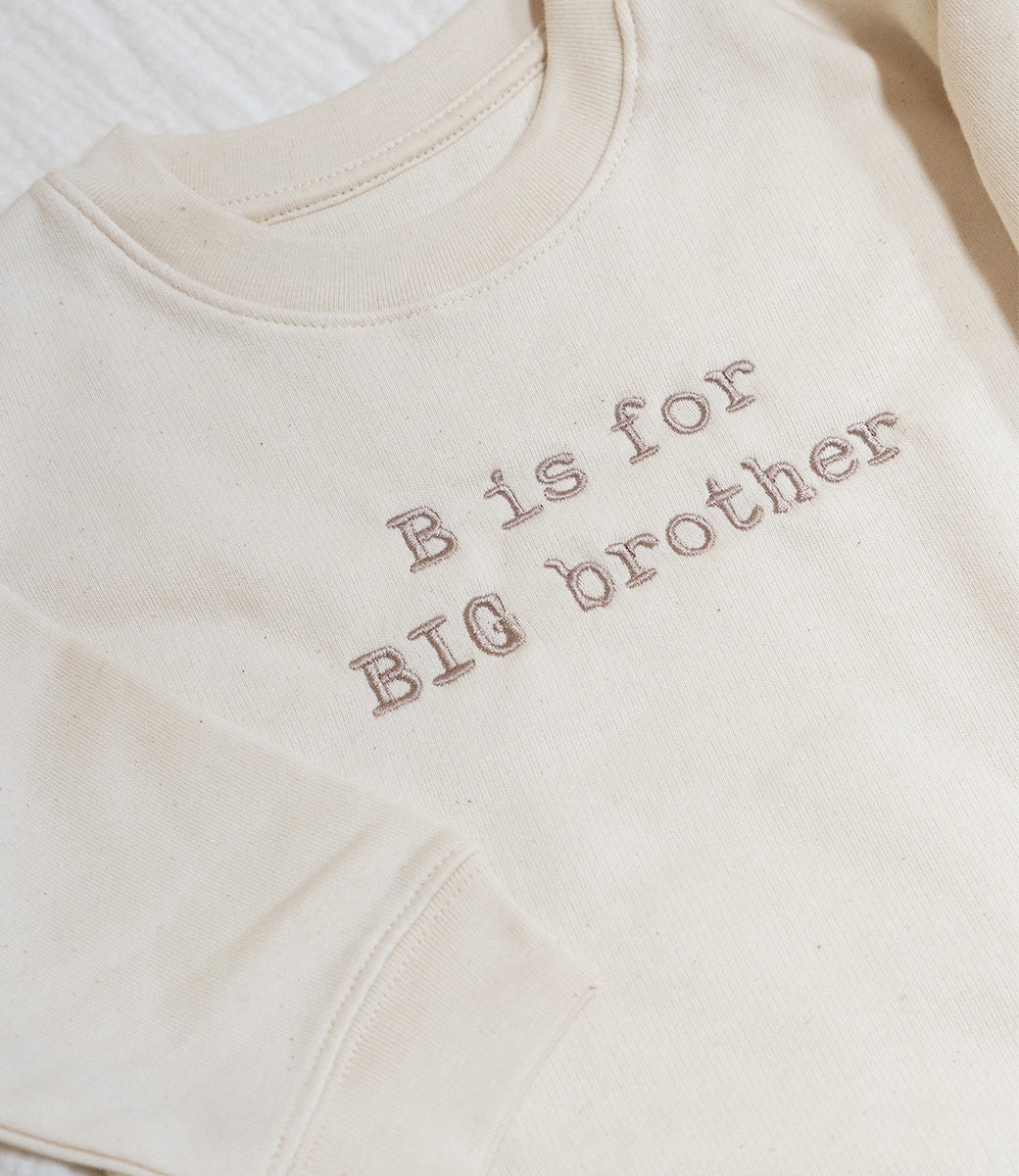 Baby naamsweater //  B is for BIG brother