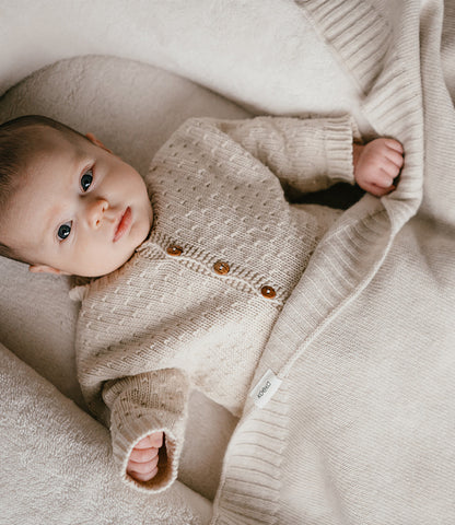 Wiegdeken merino wol cashmere Beja -  warm white