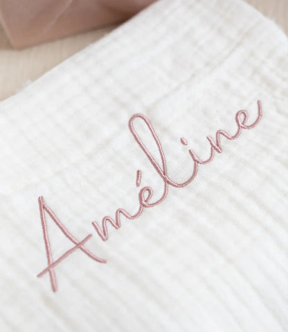 Deken incl. naam borduren // Muslin fringe - Ivory Jollein