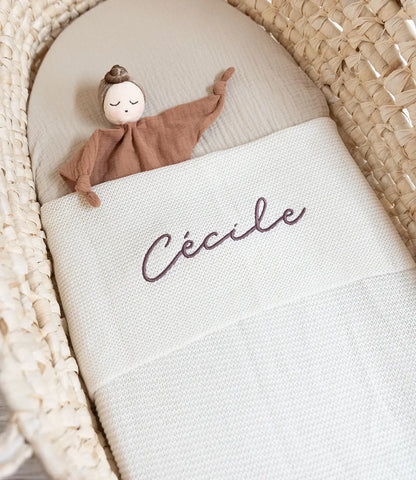 Babydeken incl. naam borduren  // Basic knit - Ivory Jollein