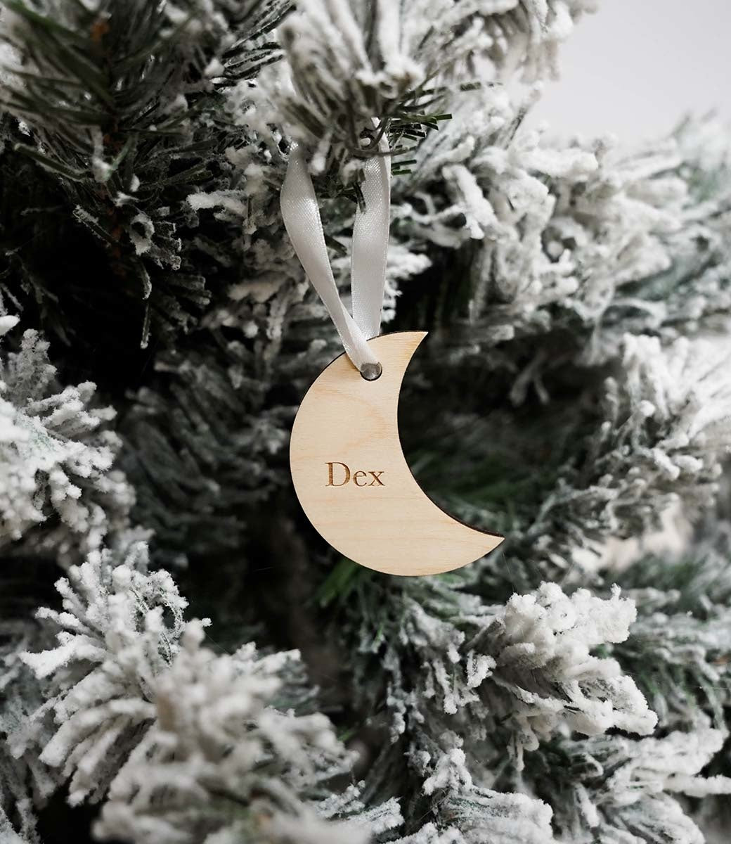 Christmas pendant // Little moon - with name