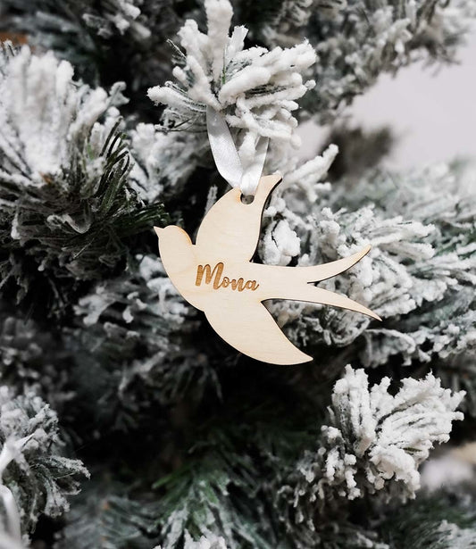 Christmas pendant // Swallow - with name