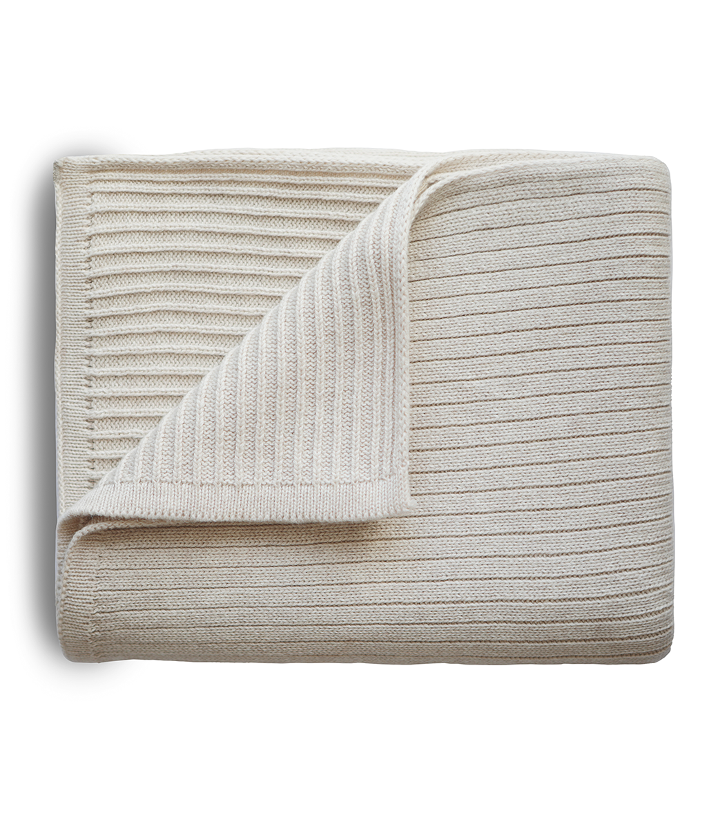 Knit blanket // Ribbed - beige melange
