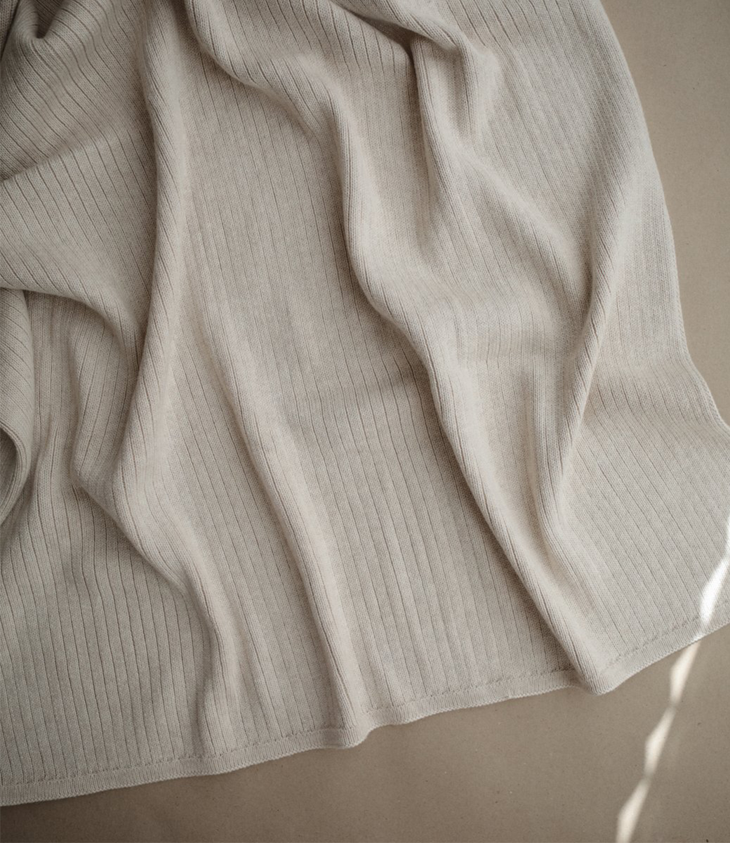 Knit deken // Ribbed - beige melange
