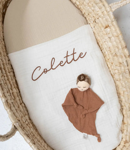 Deken incl. naam borduren // Muslin fringe - Ivory Jollein