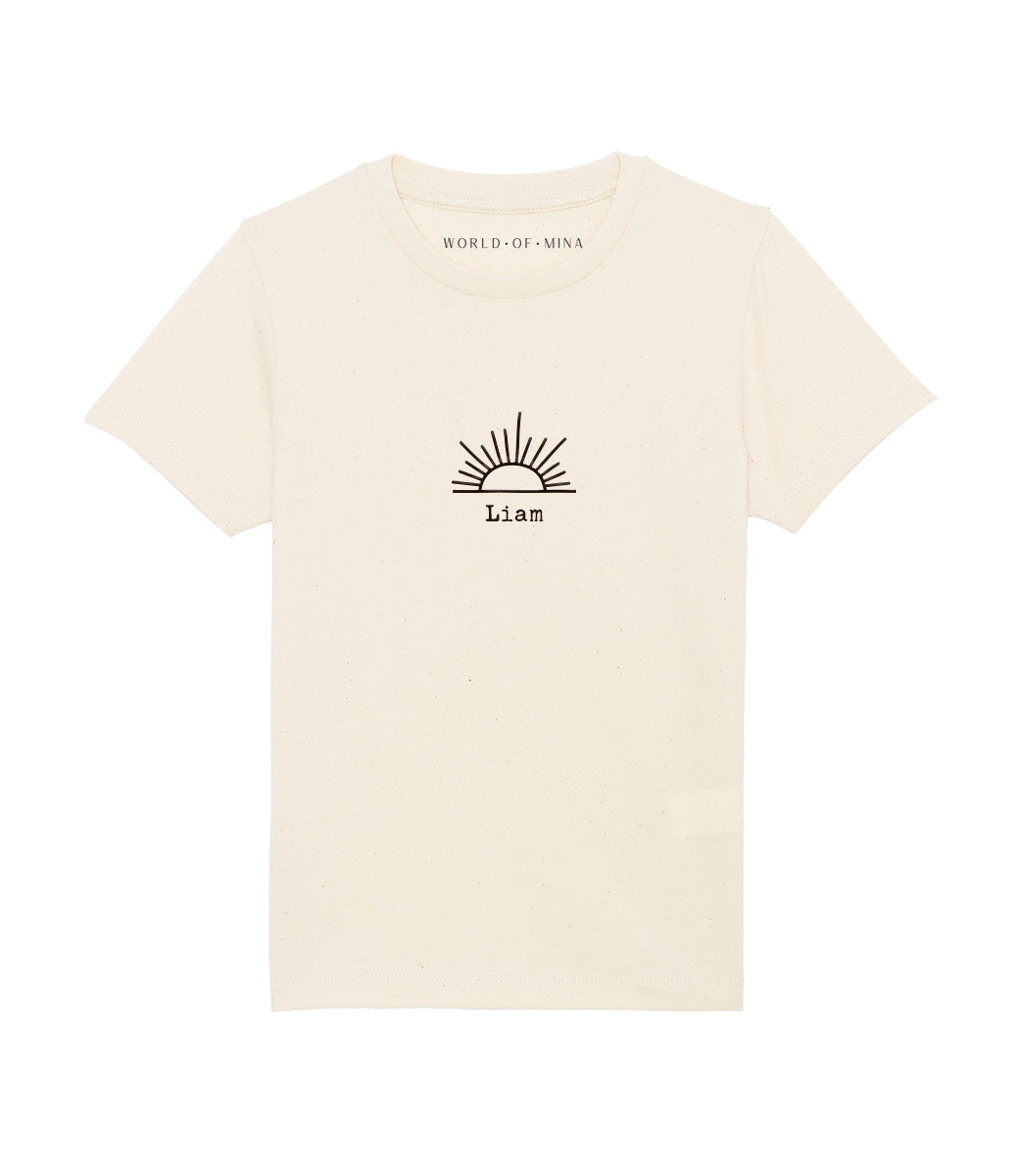 Kids t-shirt // Sunrise - embroidered with name