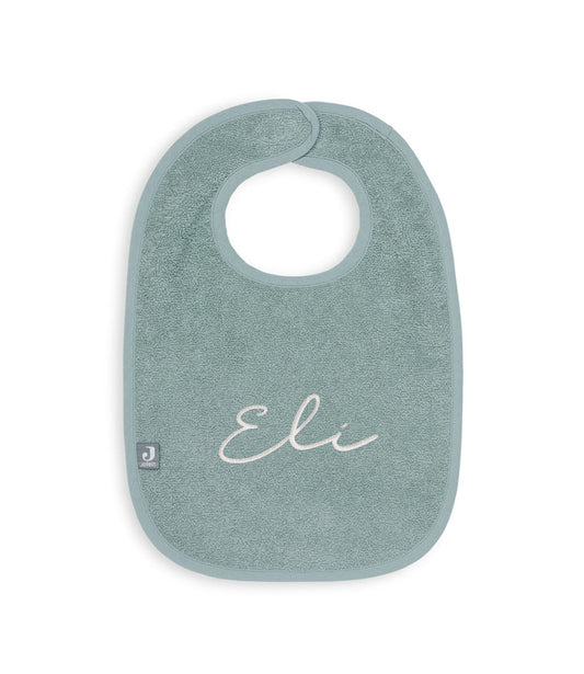 Bib // Ash green - embroidered with name